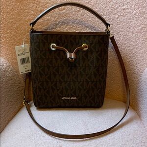 Michael Kors Dark Brown Monogram Crossbody Bag